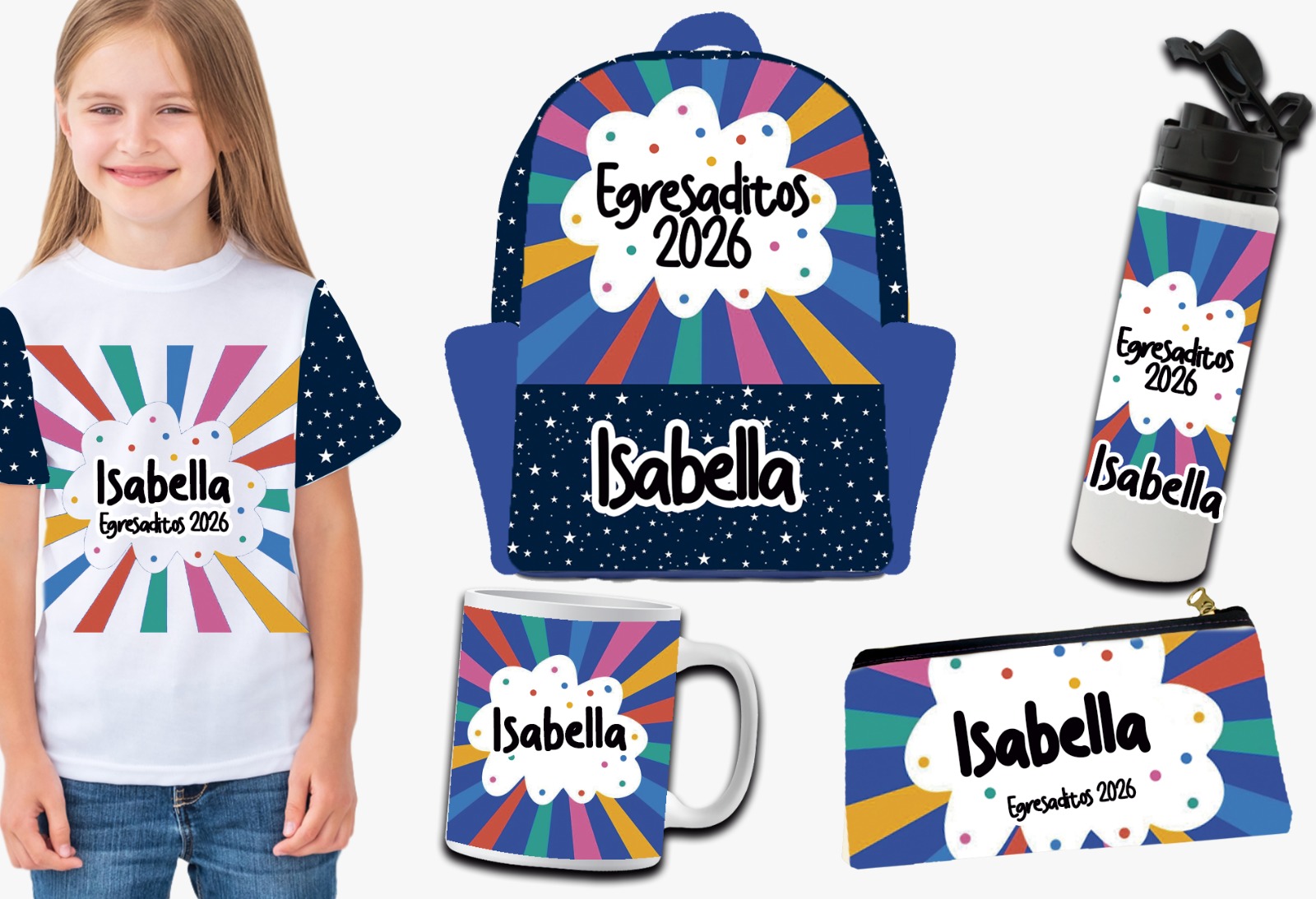 Modelo rayos de colores egresaditos